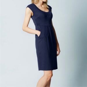 Boden Navy Cap-Sleeve Midi Dress